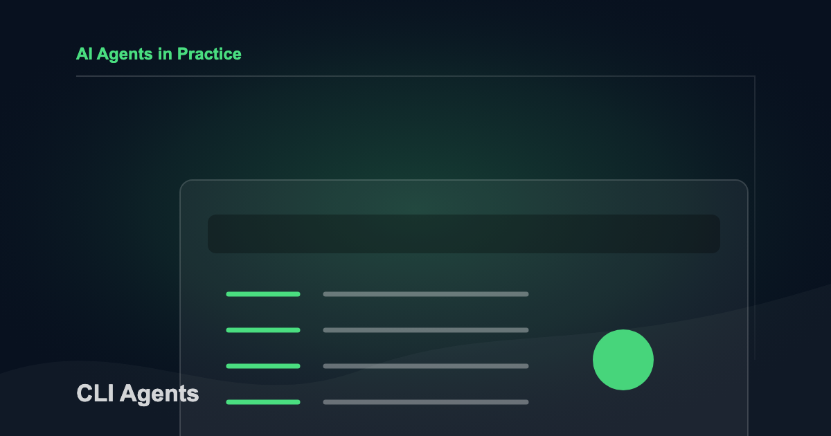 Command-line AI agent interface connected to tools, files, and execution steps.