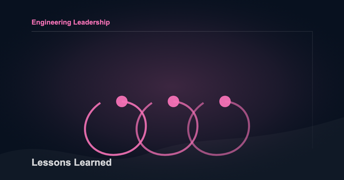 Engineering leadership lessons visual showing connected decisions, reflection, and accumulated judgment.