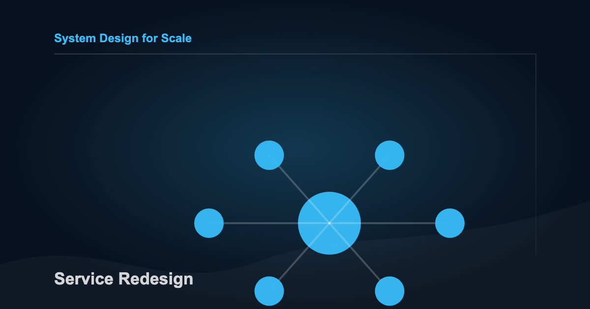Microservice redesign visual showing service boundaries, contracts, and integration paths.