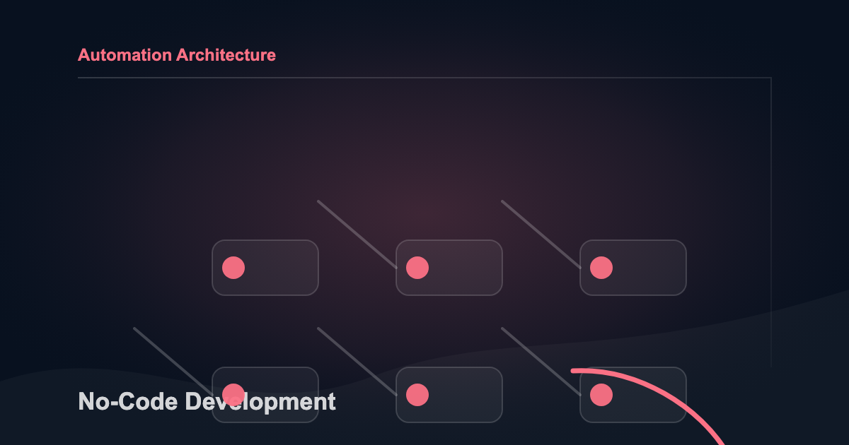 No-code development visual showing reusable blocks connected into a governed business workflow.