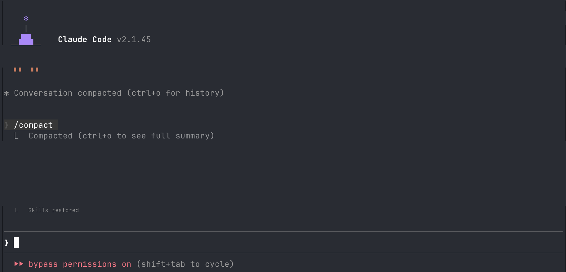 /compact operation in progress