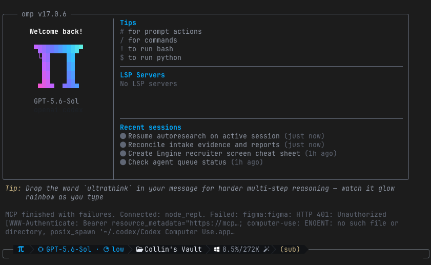 OMP provider login and model routing
